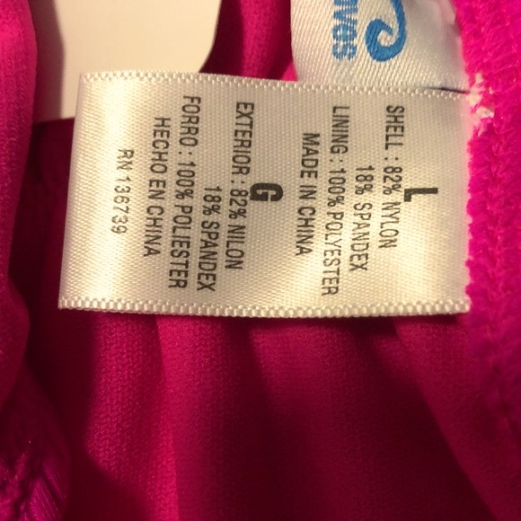 NWOT [California Waves] Hot Pink Ribbed & Ruched Swimsuit Bottom, Womens Sz L - Picture 7 of 7